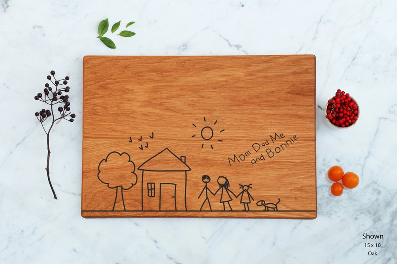 794x529 Personalized Child's Drawing On A Cutting Board Custom Etsy - Cutting Board Drawing