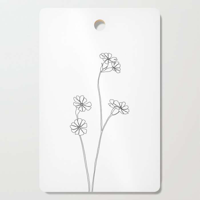 700x700 Wild Flower Botanical Drawing - Cutting Board Drawing