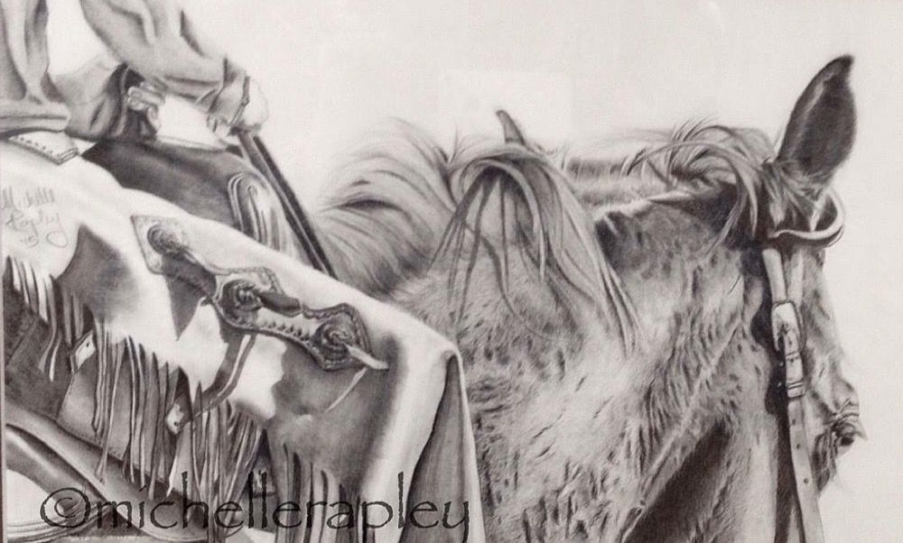 1000x602 Pencil Drawing, Cutting Horse Facebook Michelle Rapley Pencil - Cutting Horse Drawings