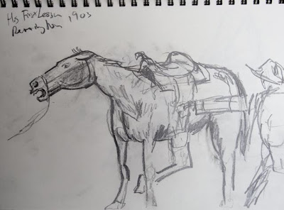 400x296 photography and art of jim arnold sketching in the galleries - Cutting Horse Drawings
