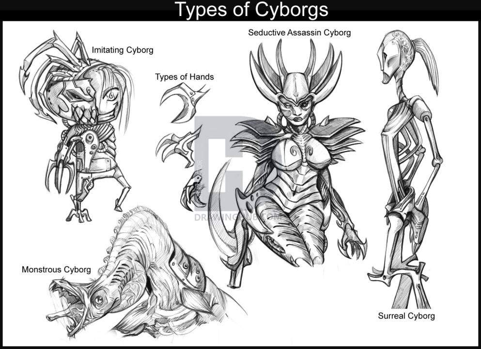 993x720 How To Draw A Cyborg, Step - Cyborg Drawing