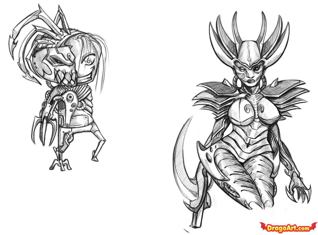 1076x794 How To Draw A Cyborg, Step - Cyborg Drawing