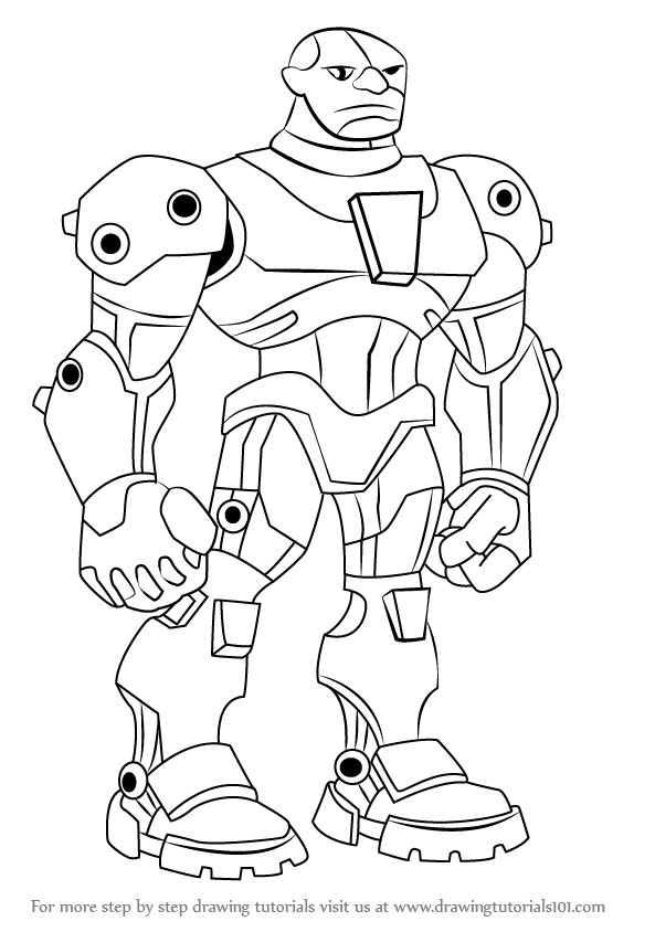 593x844 Learn How To Draw Cyborg From Teen Titans - Cyborg Drawing