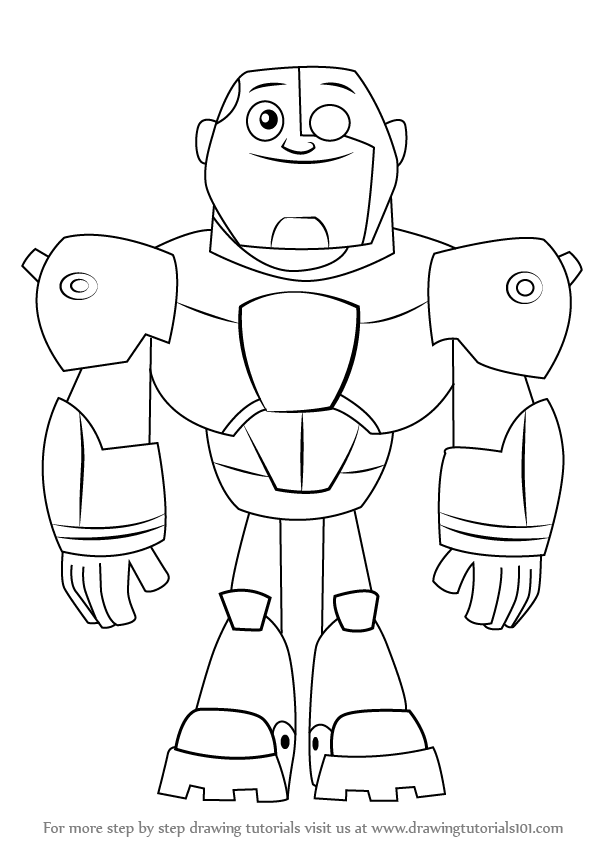 597x844 Learn How To Draw Cyborg From Teen Titans Go - Cyborg Drawing