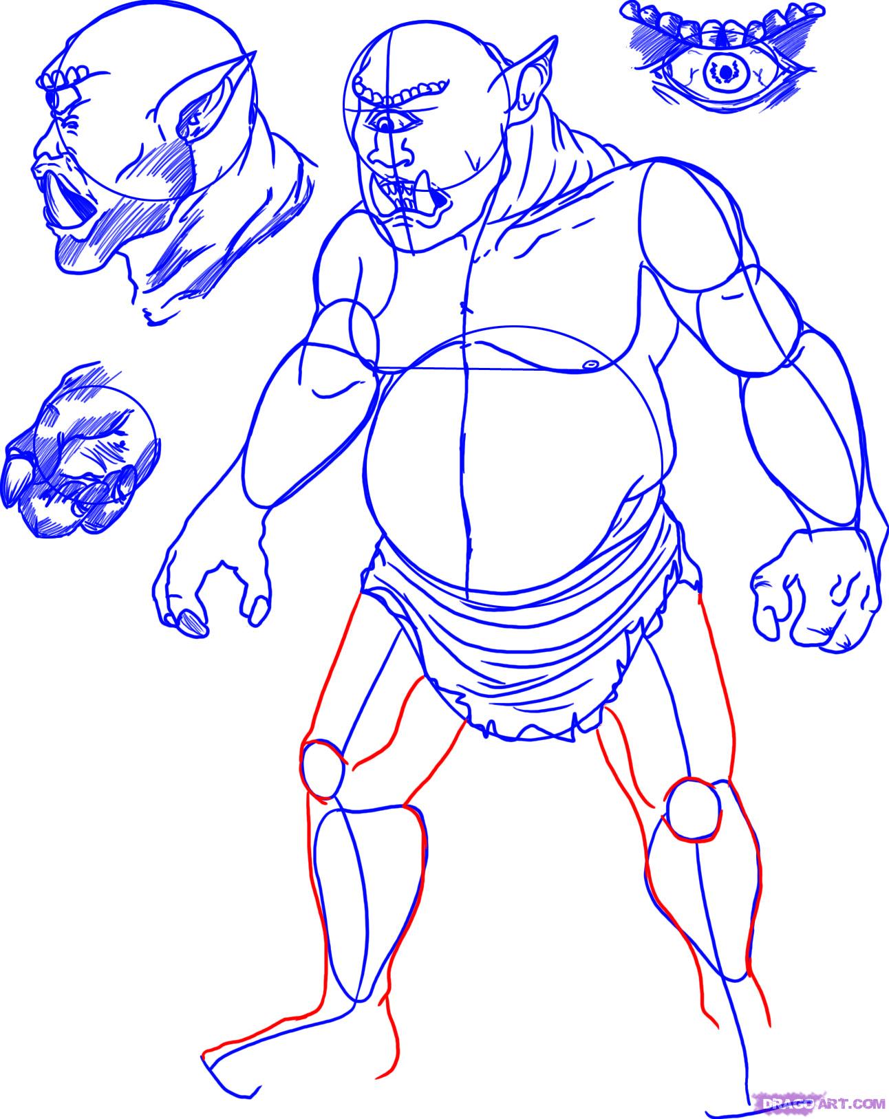 1292x1627 how to draw a cyclops, step - Cyclops Drawing