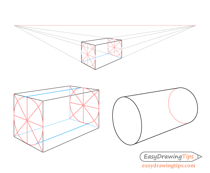 728x600 how to draw cylinders in perspective tutorial - Cylinder Drawing