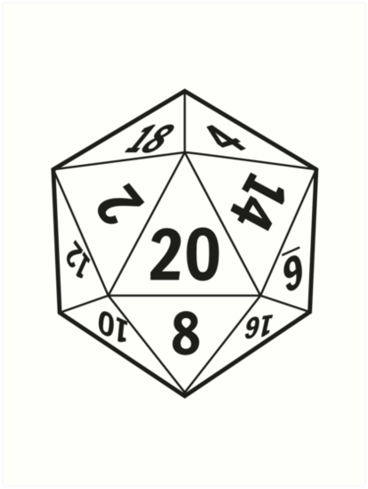413x549 Art Prints - D20 Drawing
