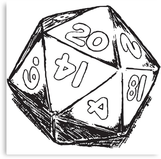 550x545 dice canvas print - D20 Drawing