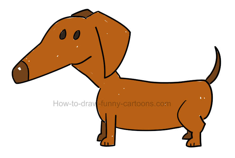 750x503 how to draw a dachshund - Dachshund Cartoon Drawing
