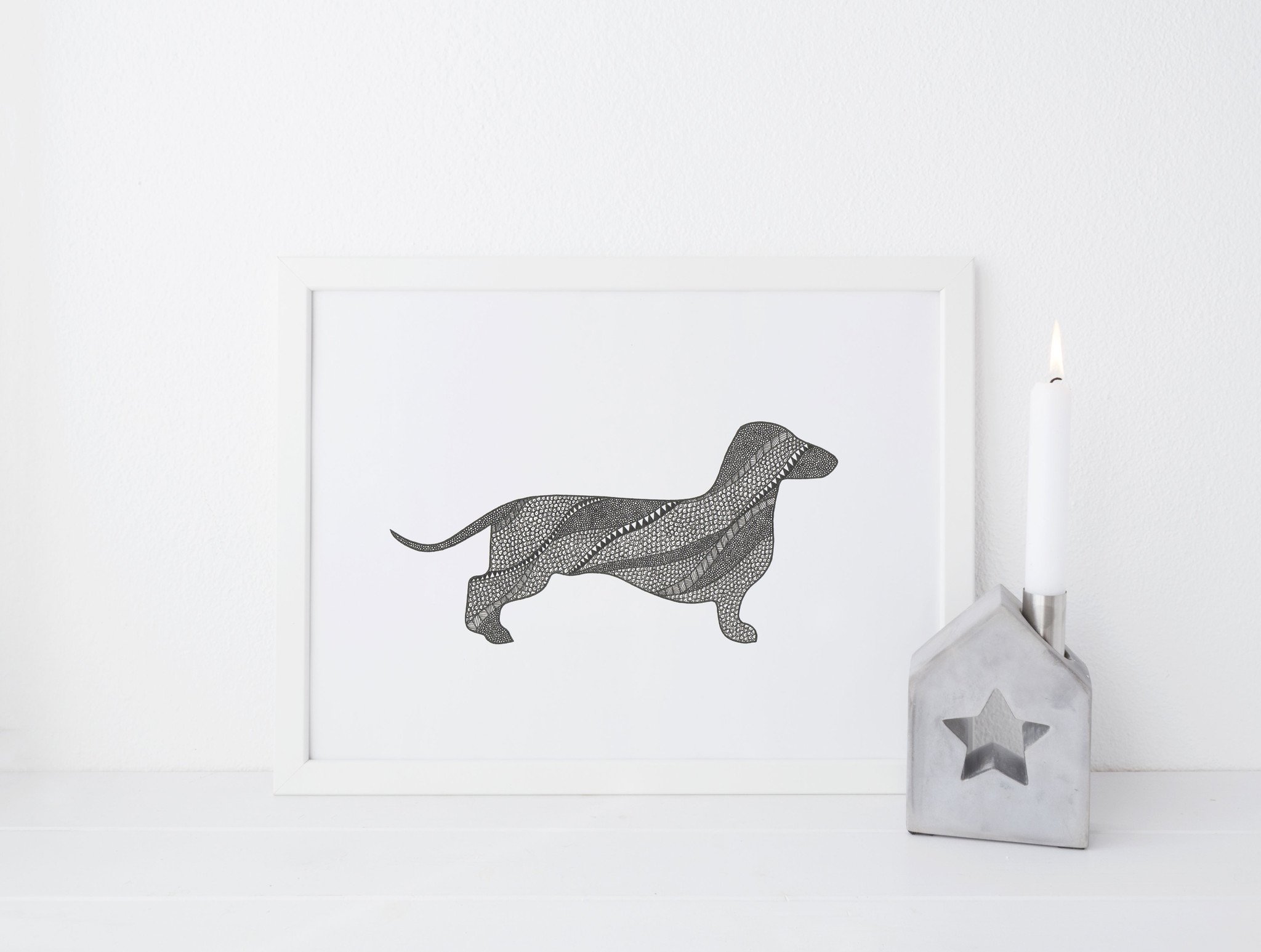 2048x1546 Dachshund Drawing Print Pennedblack - Dachshund Drawing