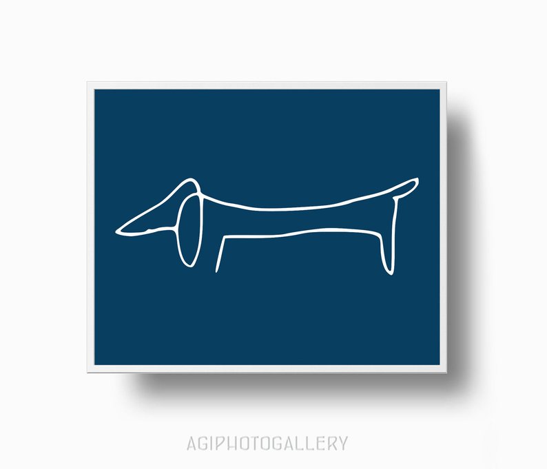 794x681 Picasso The Dog Print Picasso Poster Picasso Dachshund Etsy - Dachshund Drawing Picasso