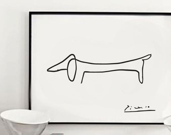 340x270 Picasso Dog Print Etsy - Dachshund Drawing Picasso