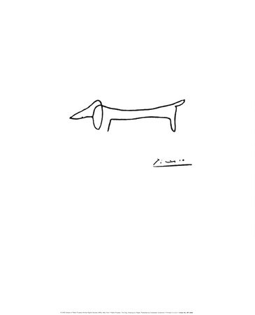 365x450 Pablo Picasso The Dog Poster Print Art - Dachshund Line Drawing
