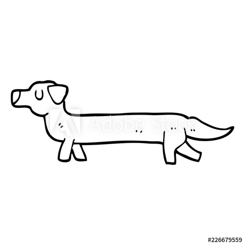 500x500 Line Drawing Cartoon Dachshund - Dachshund Line Drawing
