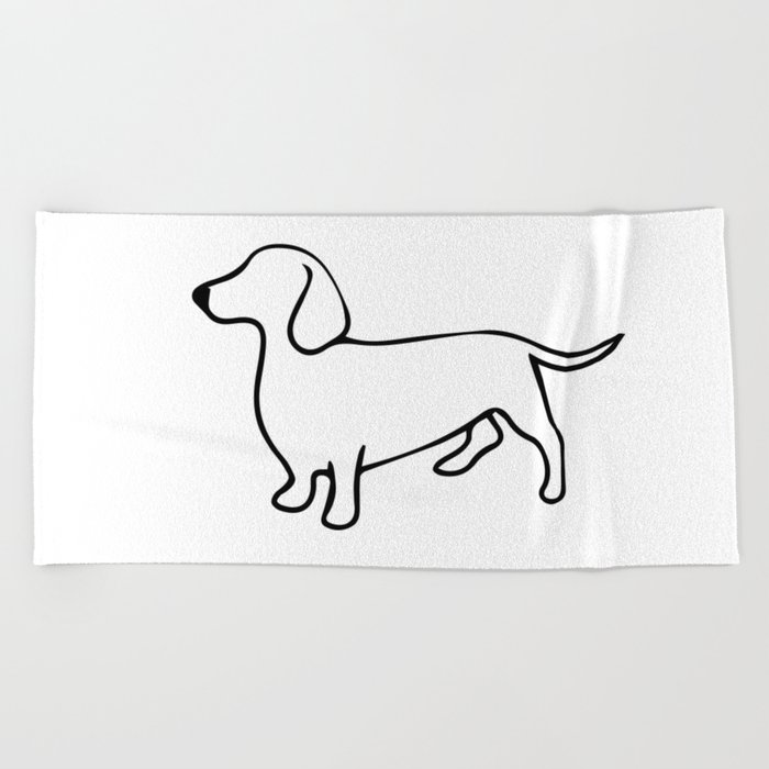 700x700 Dachshund Line Art Drawing Beach Towel - Dachshund Line Drawing