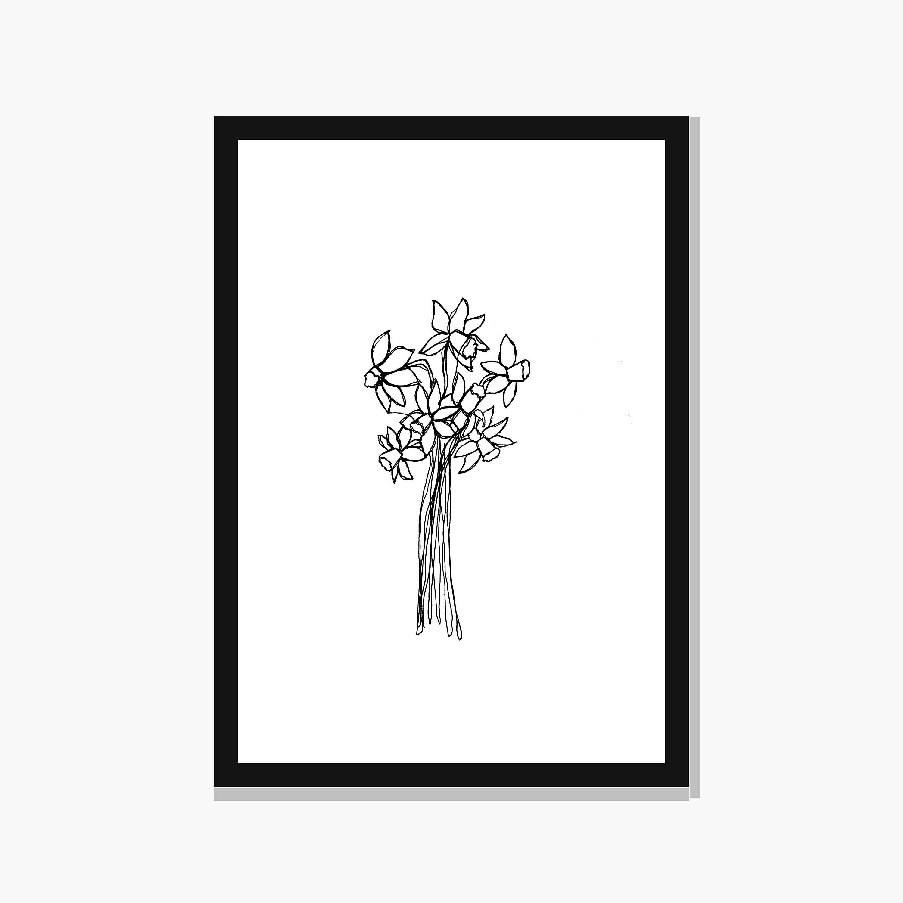 3000x3000 printable daffodils art continuous line drawing wales gift etsy - Daffodil Line Drawing