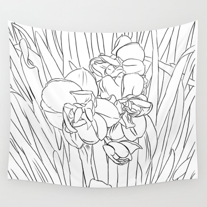 700x700 Daffodil Lines Wall Tapestry - Daffodil Line Drawing