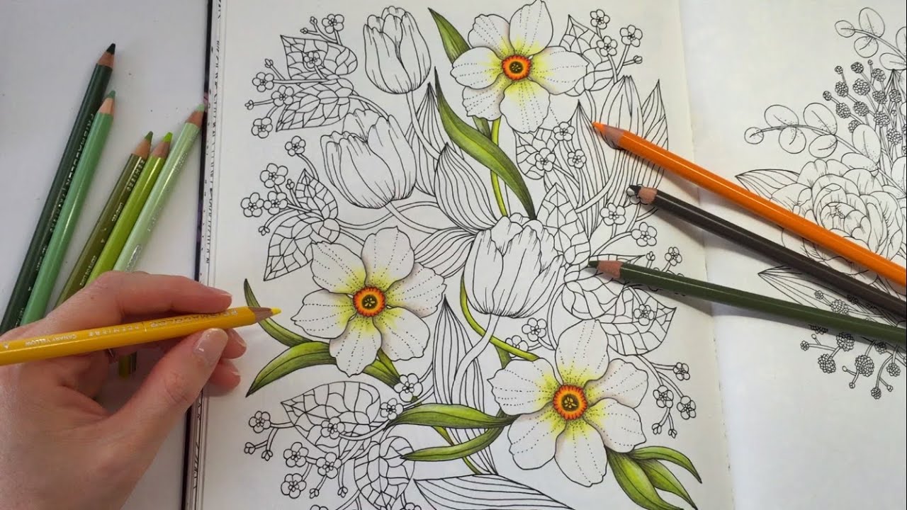 1280x720 How I Color Daffodil Blomstermandala Coloring Book Coloring - Daffodil Pencil Drawing
