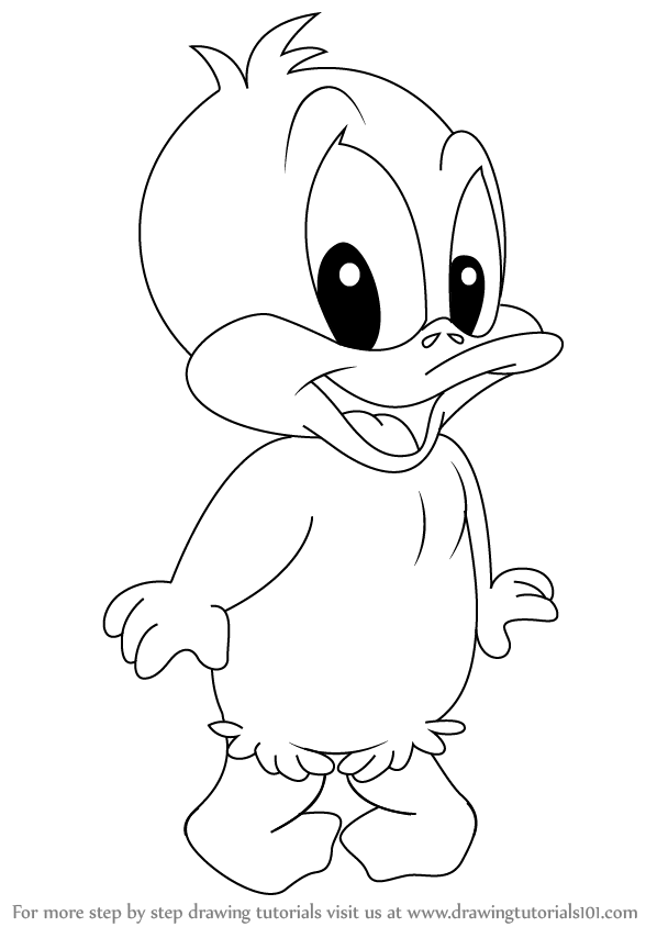 598x844 Learn How To Draw Baby Daffy From Baby Looney Tunes - Daffy Duck Drawing