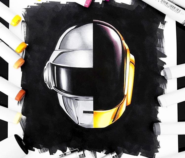 750x640 Daft Punk Drawing - Daft Punk Drawing