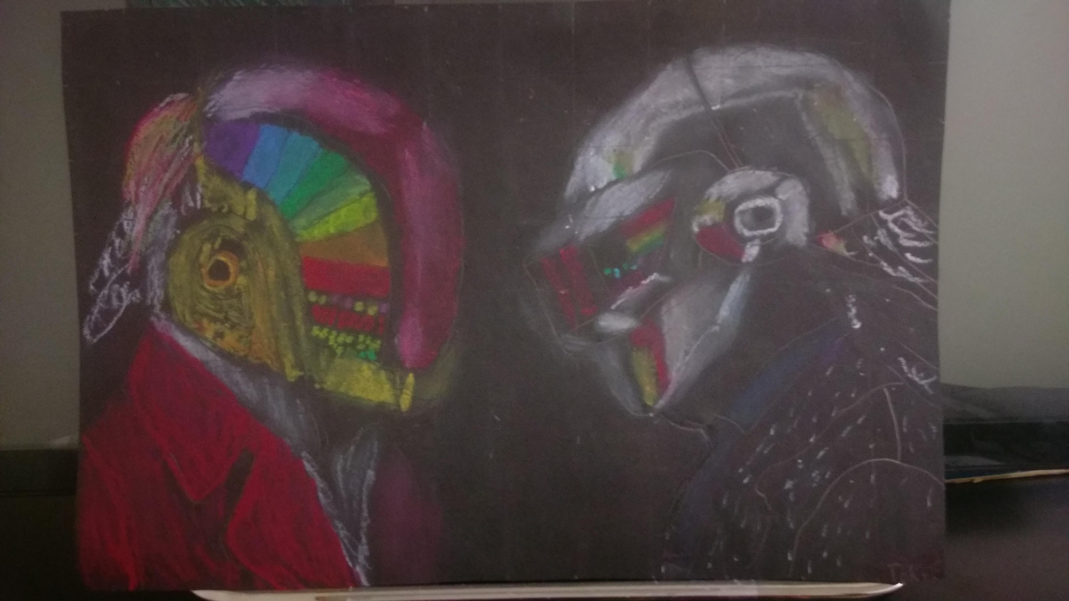 4208x2368 my daft punk drawing for my schools art show! done with oil pastel - Daft Punk Drawing