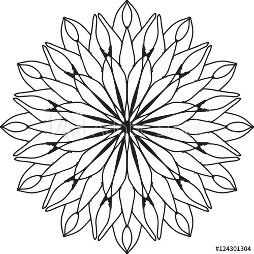 500x500 Abstract Dahlia Flower Line Drawing Pattern Design Element - Dahlia Flower Drawing