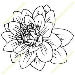 260x260 Download Clip Art Clipart Dahlia Clip Art - Dahlia Line Drawing