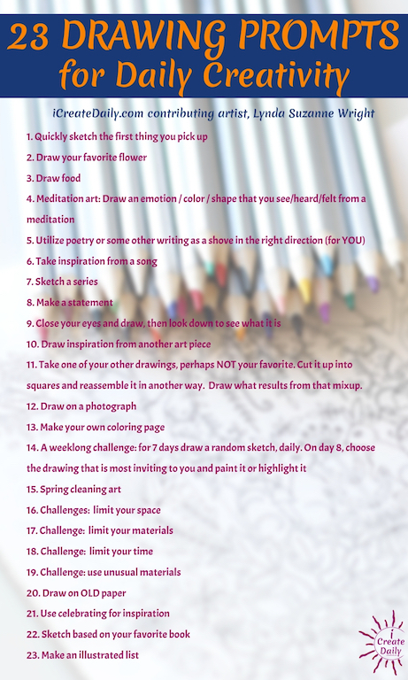 461x768 drawing prompts for daily creativity icreatedaily visual arts - Daily Drawing Ideas