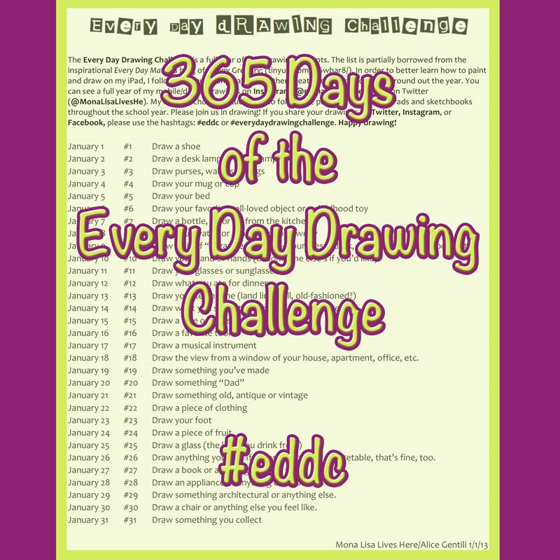 800x800 Days Of The Every Day Drawing Challenge Pdf Being Awesome - Daily Drawing Ideas