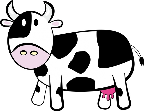 600x466 milking cow drawing illustration with cartoon style free vector - Dairy Cow Drawing