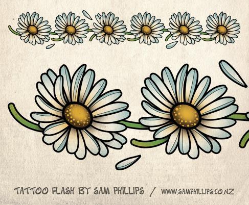 487x402 Daisy Chain Tattoo Drawing - Daisy Chain Drawing