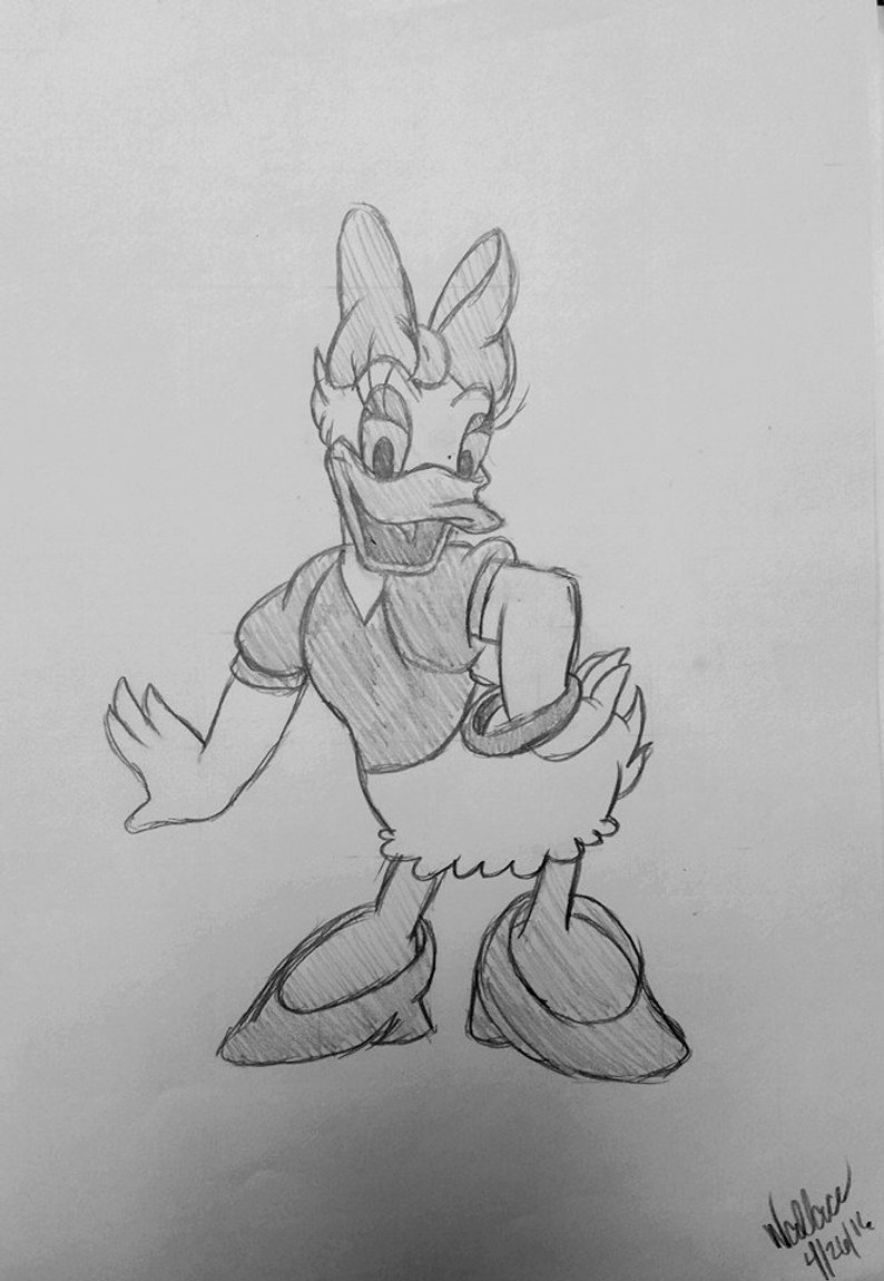 794x1150 Disney's Daisy Duck Sketch Drawing Etsy - Daisy Duck Drawing