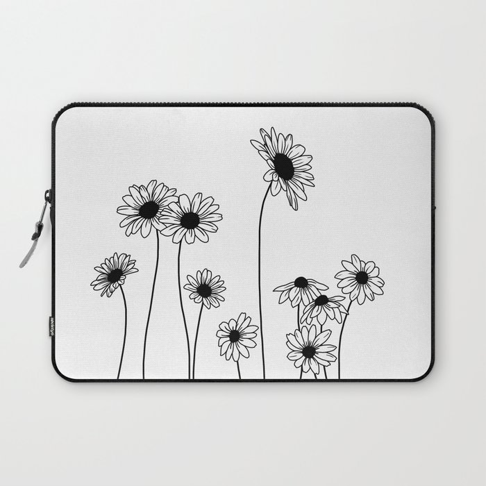700x700 Minimal Line Drawing Of Daisy Flowers Laptop Sleeve - Daisy Line Drawing