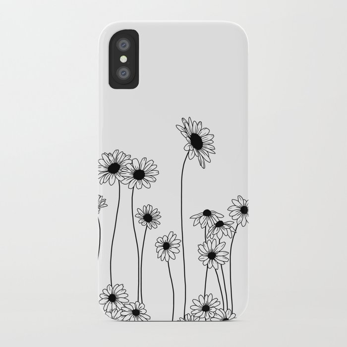700x700 Minimal Line Drawing Of Daisy Flowers Iphone Case - Daisy Line Drawing