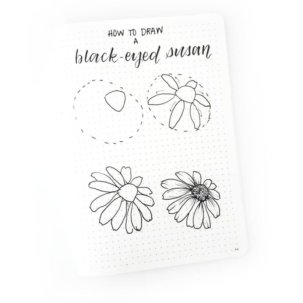 1024x1024 How To Draw Easy Flower Doodles For Bullet Journal Spreads - Daisy Outline Drawing