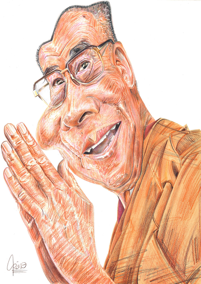 849x1200 Dalai Lama Drawing - Dalai Lama Drawing