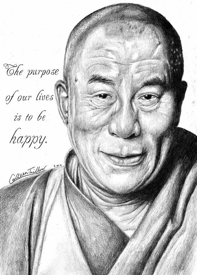 644x900 Dalai Lama Portrait Drawing - Dalai Lama Drawing