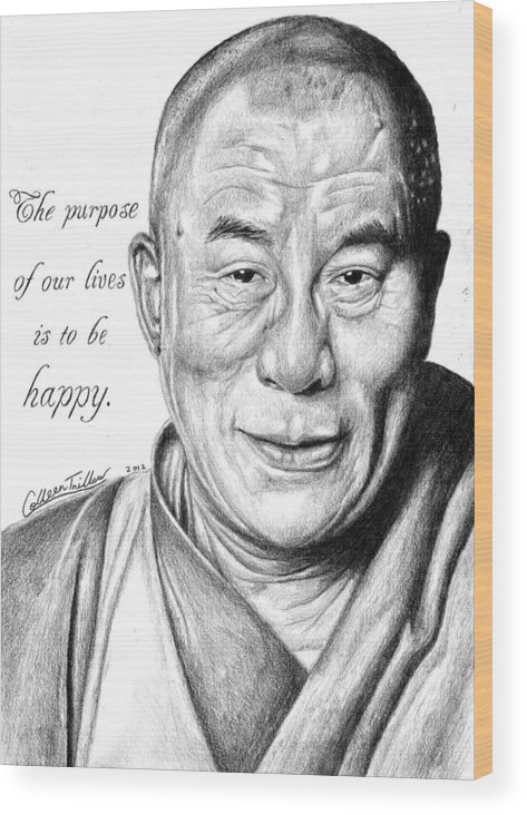 473x732 Dalai Lama Portrait Wood Print - Dalai Lama Drawing