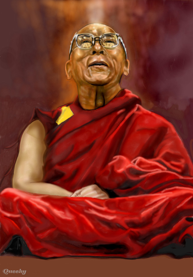 669x960 Dalai Lama A People Speedpaint Drawing - Dalai Lama Drawing