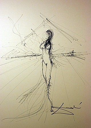 318x450 original hand draw, ink drawing signed dali untitled - Dali Drawings