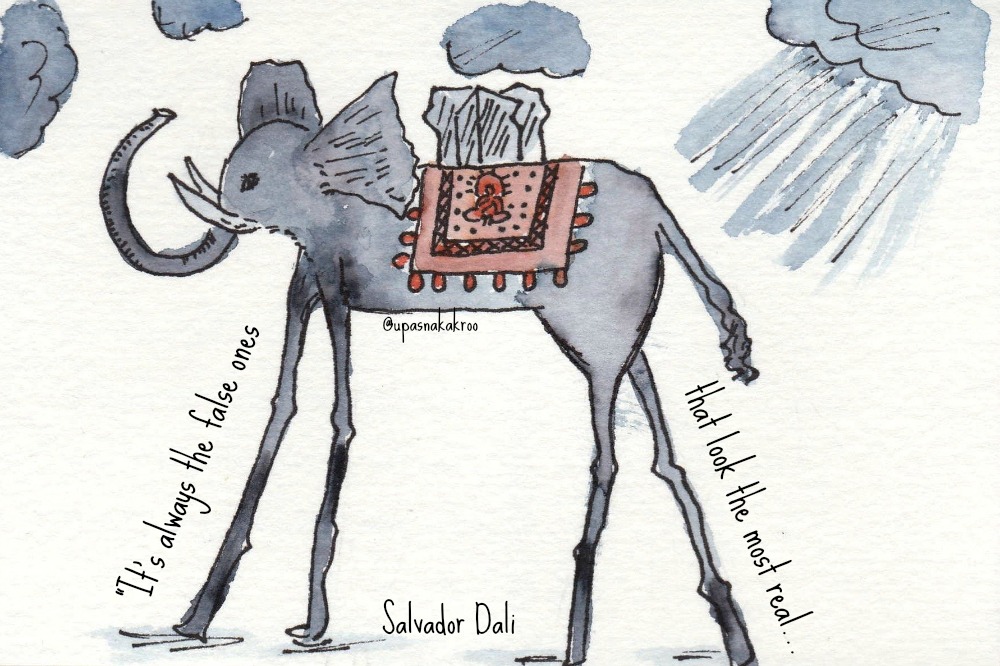 1000x666 the dali an truth of false memories and criticism - Dali Elephant Drawing