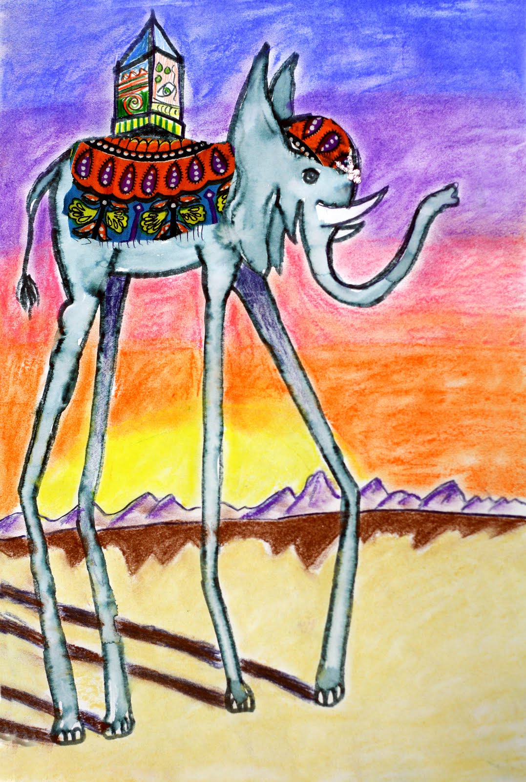 1077x1600 smart class salvador dali elephants and surrealistic creatures - Dali Elephant Drawing
