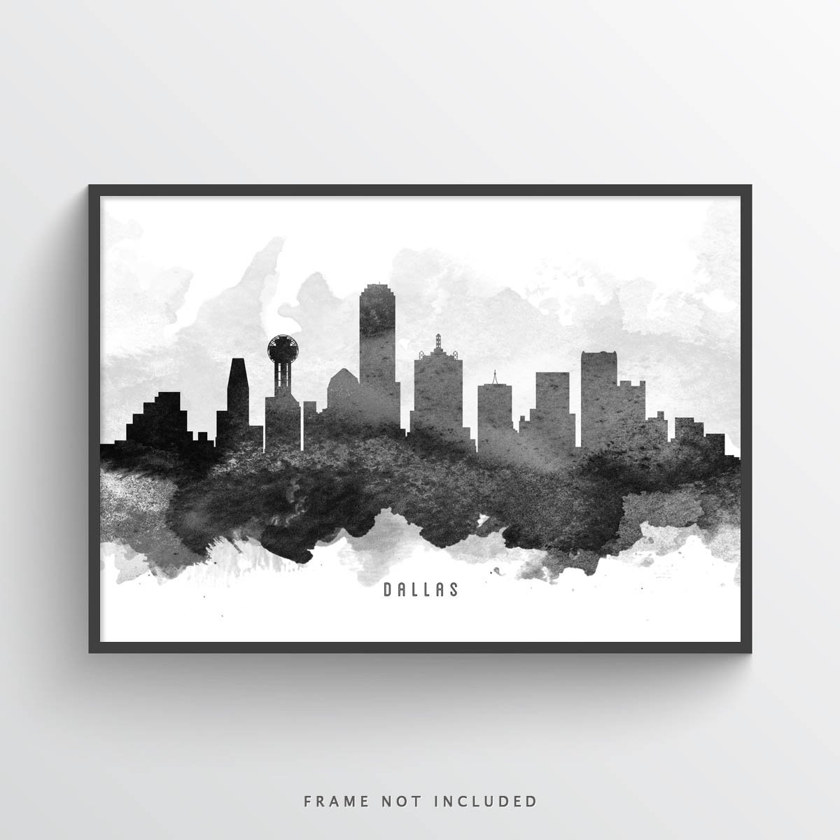 1200x1200 dallas skyline watercolor art print - Dallas Skyline Drawing
