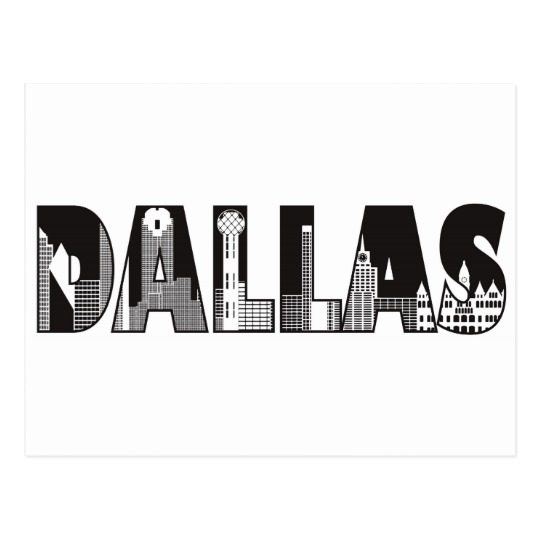 540x540 dallas text with buildings outline drawing postcard - Dallas Skyline Drawing