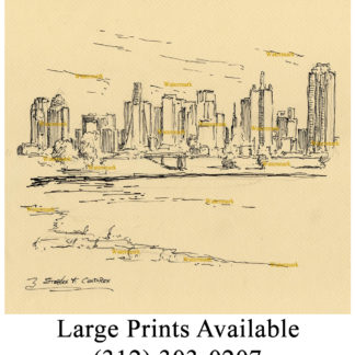 324x324 dallas skyline pen ink drawing overlooking mountain creek lake - Dallas Skyline Drawing