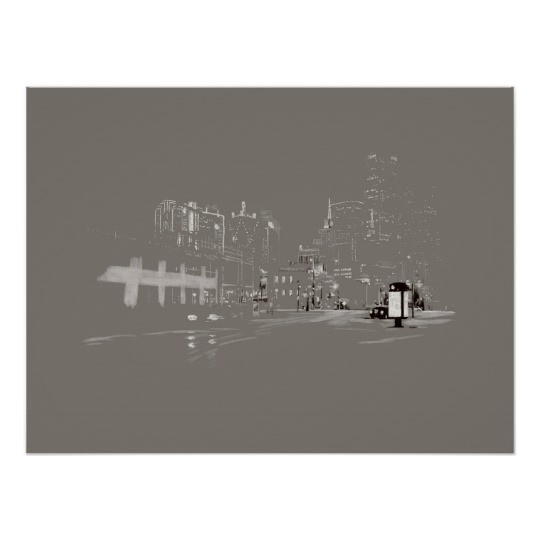 540x540 downtown dallas skyline cityscape digital drawing poster - Dallas Skyline Drawing
