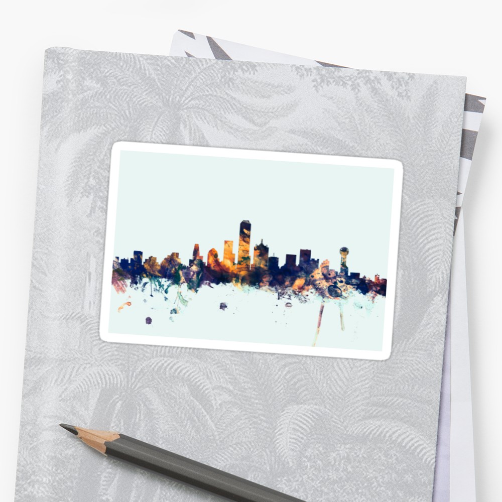 1000x1000 Dallas Texas Skyline Sticker - Dallas Skyline Pencil Drawing
