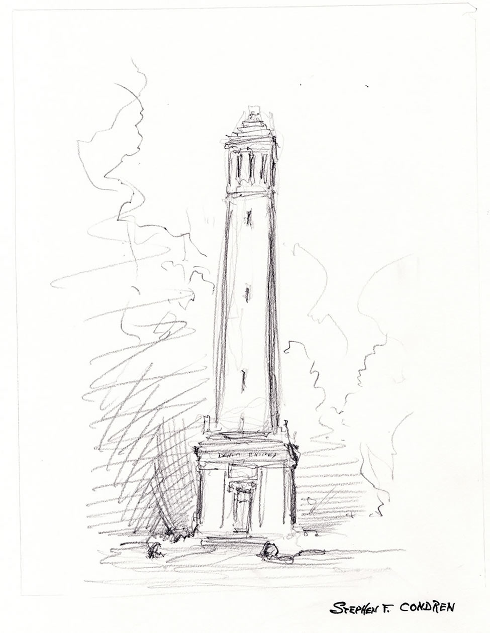 975x1260 Denny Chimes - Dallas Skyline Pencil Drawing
