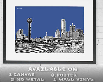 340x270 Charlotte North Carolina Skyline Downtown On Canvas Poster Etsy - Dallas Skyline Pencil Drawing