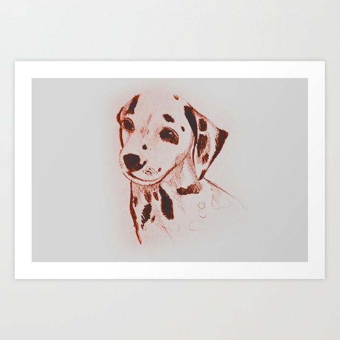 700x700 drawing of dalmatian dog illustration art print - Dalmatian Dog Drawing